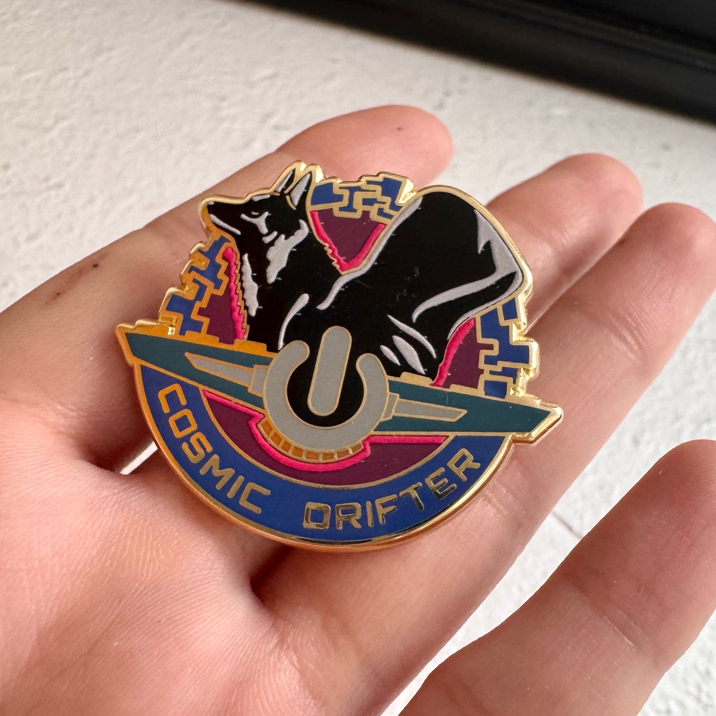 Cosmic Drifter Gold Enamel Pin