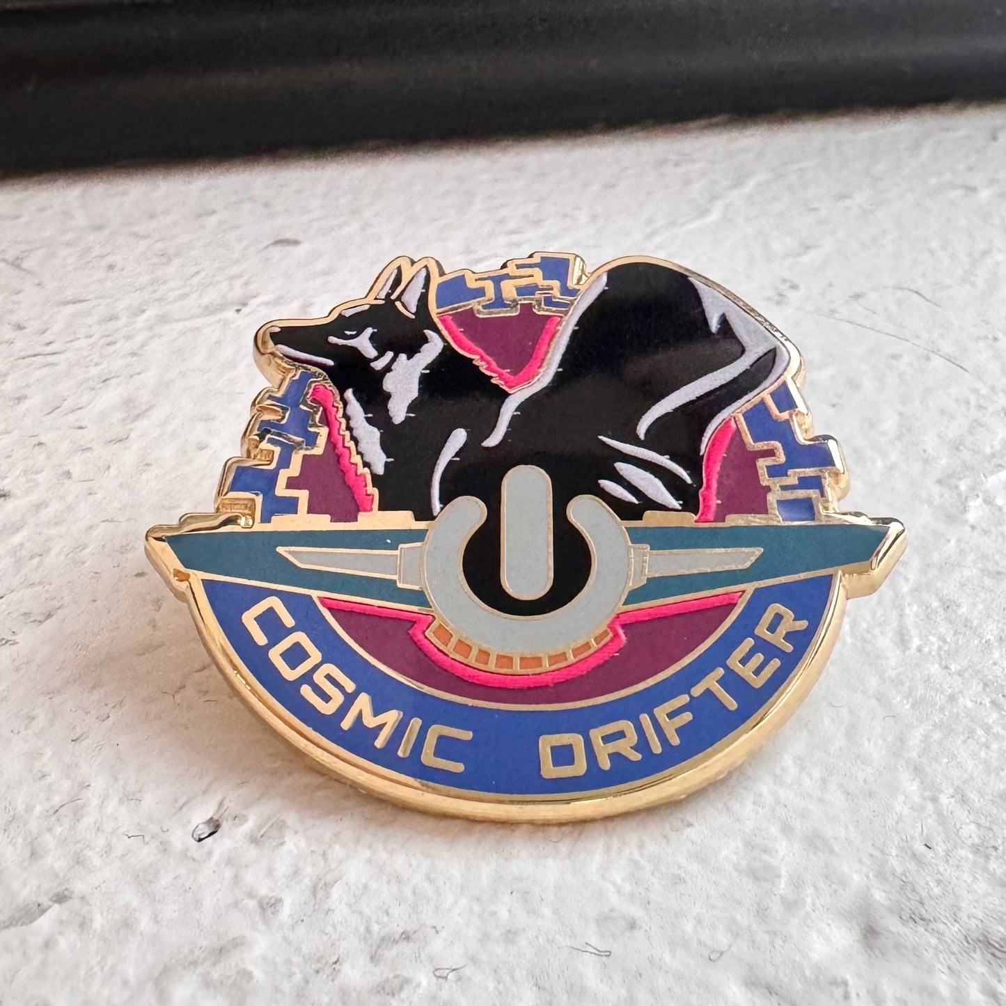 Cosmic Drifter Gold Enamel Pin