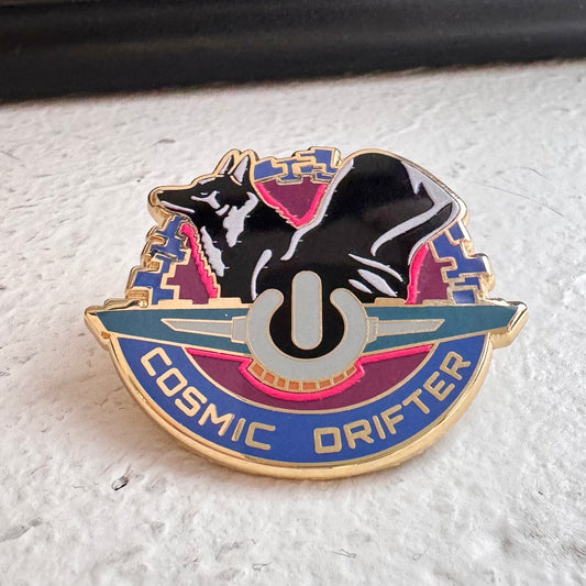 Cosmic Drifter Gold Enamel Pin